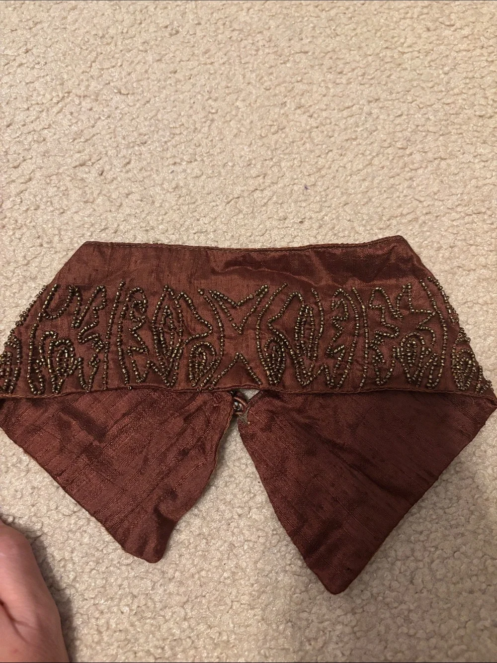 Mary Fadden Embellished Detachable Collar in Rust Brown